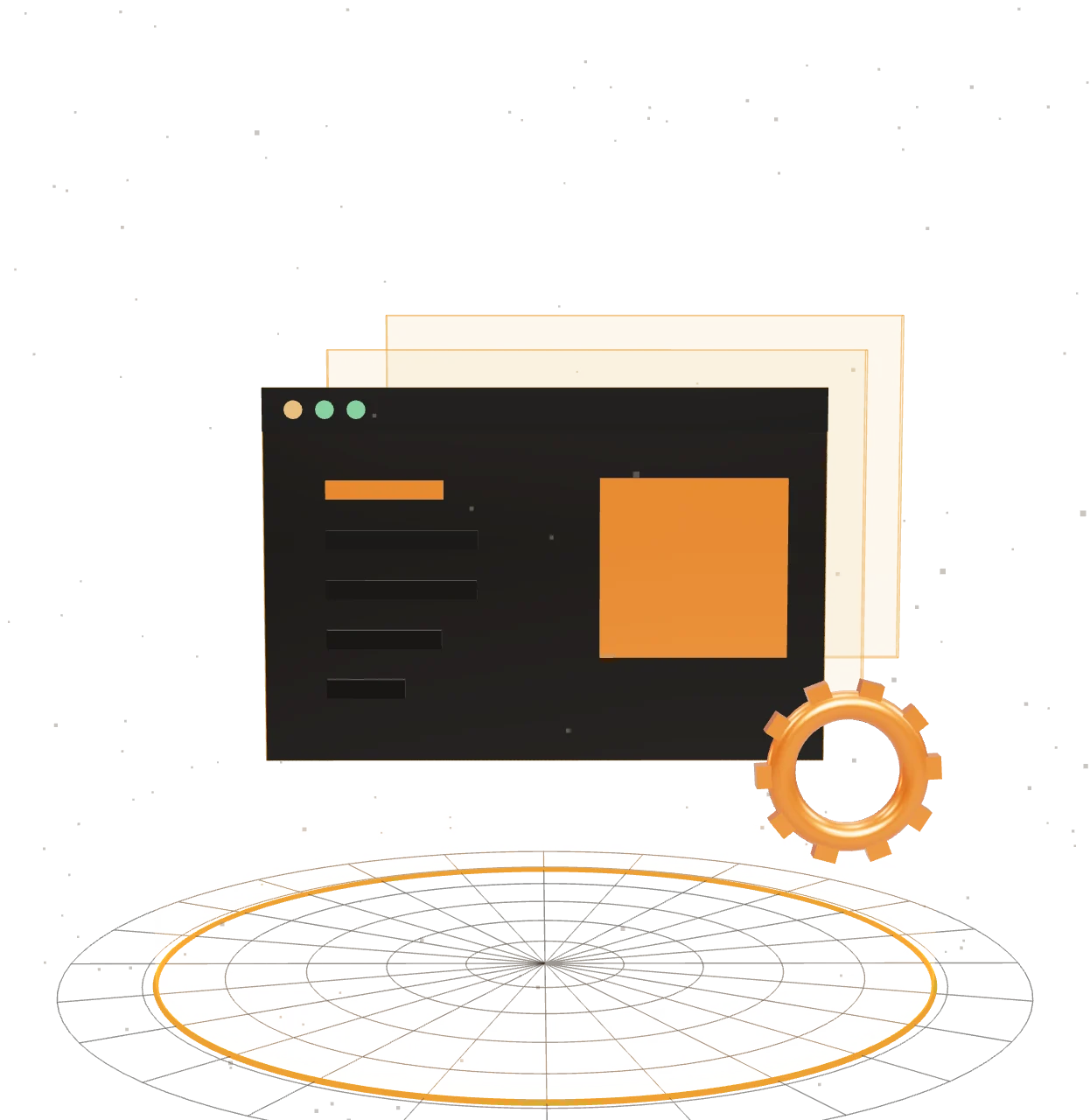 İstanbul'daki sunuculara bağlı WordPress sitesini ve hız göstergesini gösteren 3D WordPress hosting illüstrasyonu